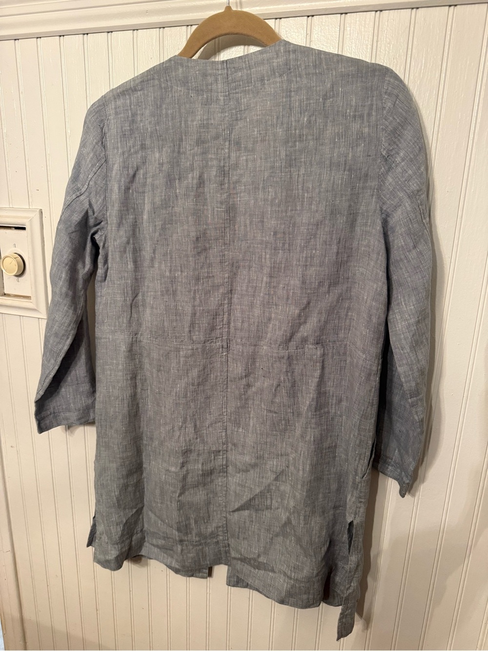 Eileen Fisher 100% Linen Chambray Open Front Jacket PP - Picture 5 of 5